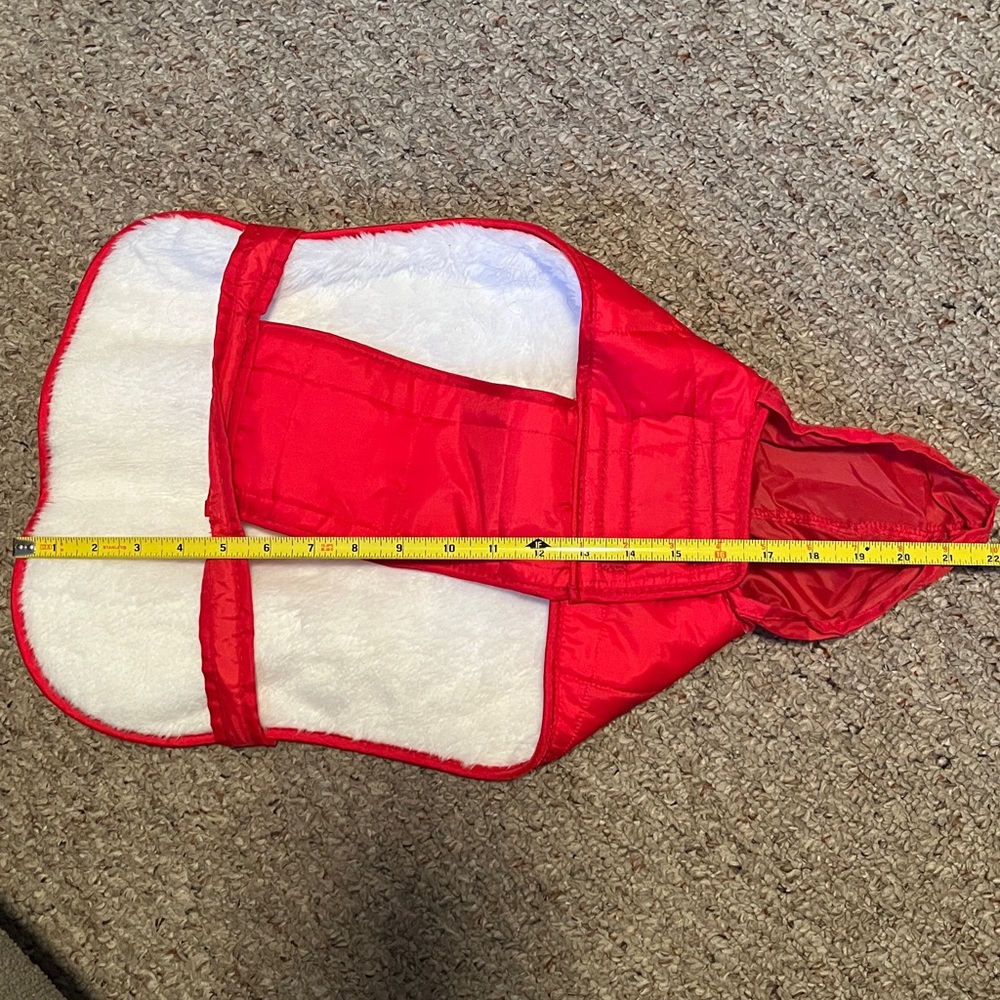 Red Quilted Dog Jacket Parka with attached hood Sz 16 - Picture 8 of 13
